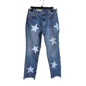 Pilcro and the Letterpress Jeans Womens Size M Blue Medium Wash Star Print